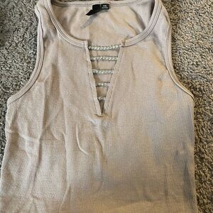 diamond slit tank top